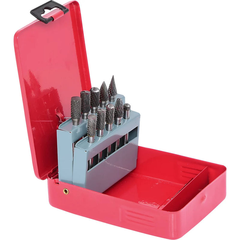 KS Tools HM Frässtift-Satz in Rot mit Stahlblechkassette, 10-teilig - Bild 2