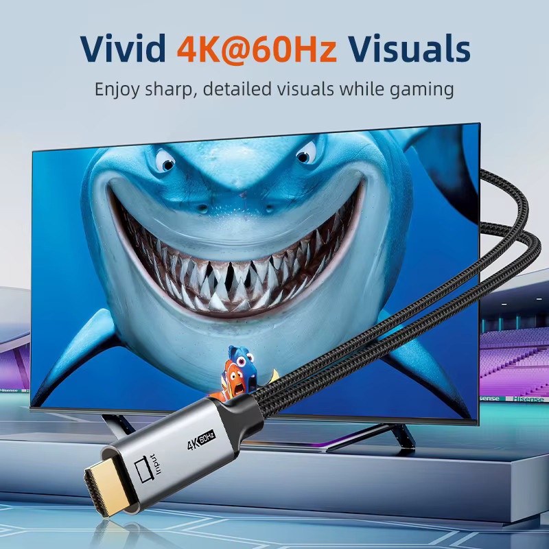 CABLETIME HDMI-zu-USB-C-Kabel 4K60Hz in Schwarz für Nintendo Switch und PlayStation Spielkonsolen mit USB-Stromversorgung - Bild 2