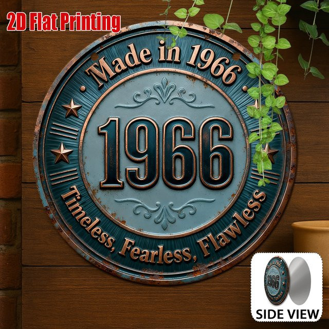 CIFBUY Retro Metall-Blechschild 1966, Rundes Aluminium-Wandschild in Blau für Zuhause, Bar und Café - Bild 1