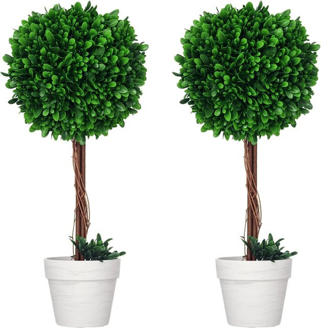 HOMCOM 2er-Set Künstliche Pflanzen Grün mit Blumentopf, B/T/H: 28 x 28 x 60 cm - Bild 1