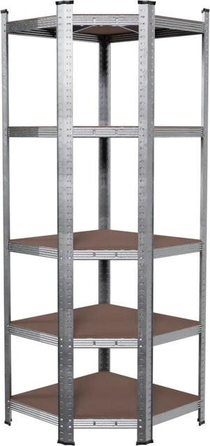 Tronitechnik Eck-Schwerlastregal aus Stahl mit 5 verstellbaren Ablagen, Grau, B/T/H: 70 x 70 x 180 cm - Bild 1