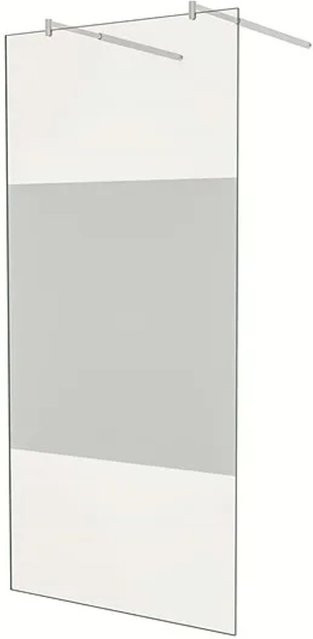 Duschparadies Walk-in Duschwand aus 10mm Nano Glas mit Milchglasstreifen und Stabilisierungsstangen, B: 107,7 cm, H: 200 cm - Bild 1