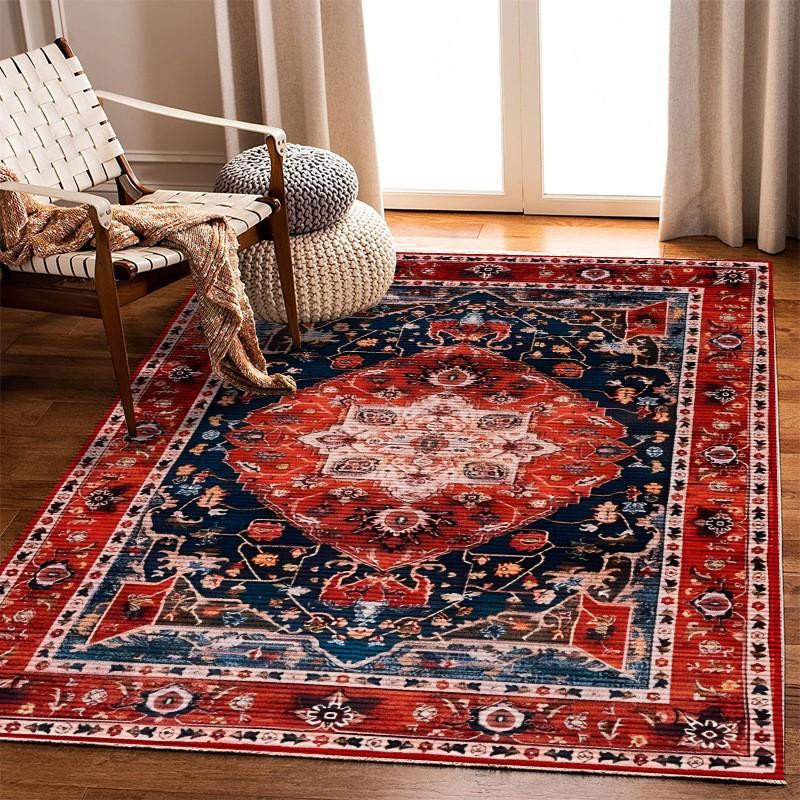 JGJG Kristall-Samtteppich im persischen Stil, klassisches Design, rutschfest und pflegeleicht, Mehrfarbig, B: 120 cm, L: 160 cm - Bild 1