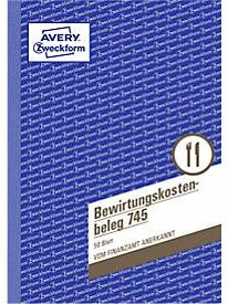 Avery Zweckform Bewirtungskostenbeleg für Reisekostenabrechnung Nr. 745, Weiß, A5 - Bild 1