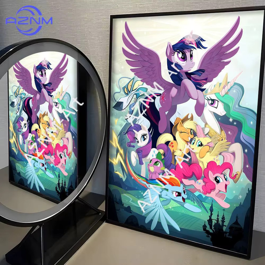 KAYOU My Little Pony Wandaufkleber Pink, wasserfester Cartoon Poster Aufkleber für Wohnzimmer und Bar - Bild 2