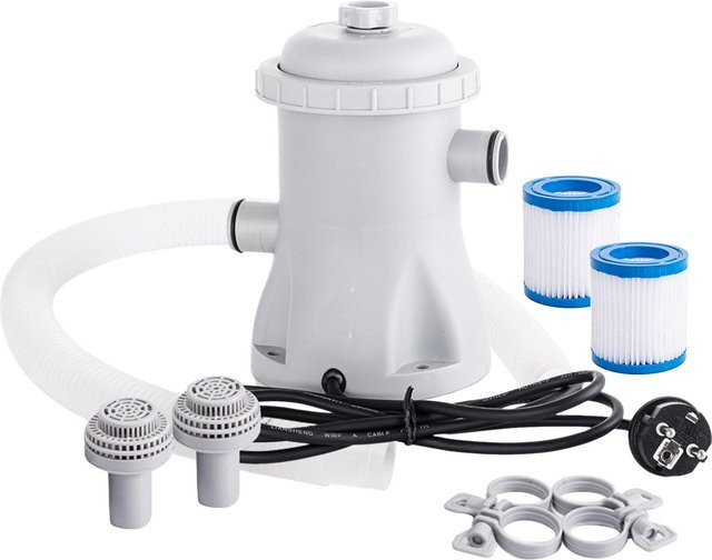 Binchi Outdoor Product Elektrische Poolfilterpumpe 330 GPH in Weiß inklusive 2 Filterkartuschen für Planschbecken und kleine Pools - Bild 1