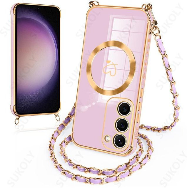 Samsung Galaxy S26 S25 S24 S23 S21 FE Umhänge-Lanyard-Hülle mit MagSafe Magnetischem Laden in Violett - Bild 1