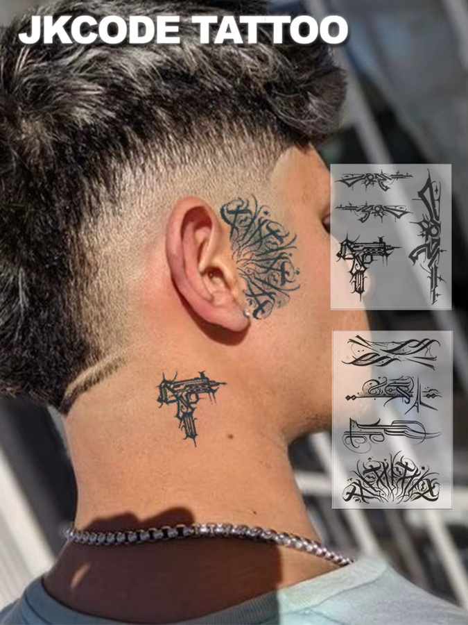 JKCODE TATTOO Temporäre Tattoo-Aufkleber, Graffiti-Stil, wasserdicht - Bild 5