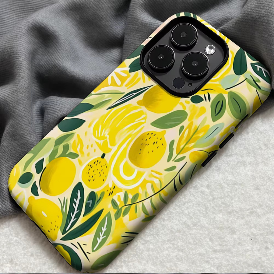 Lemon Brush Rush Handyhülle für iPhone 17 16 15 14 13 12 11 Pro Max Plus von Potdemiel in Gelb mit doppelschichtiger Rückseite - Bild 4
