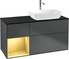 V&B Waschtischunterschrank Finion mit Wandbeleuchtung, Schwarz lackiert, Breite: 120 cm, Tiefe: 50,1 cm, Höhe: 50,1 cm - Bild 1
