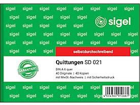 Sigel Quittungsblock SD 021 mit MWSt.-Nachweis, DIN A6 quer, selbstdurchschreibend, 2 x 40 Blatt - Bild 1