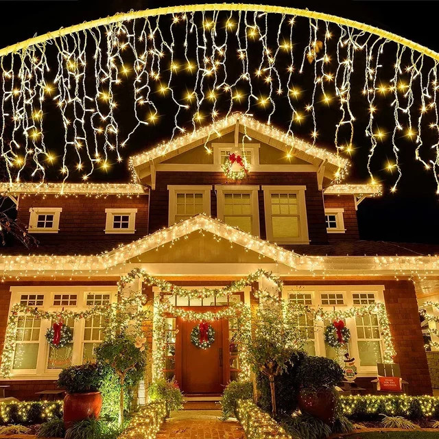 Solar Eiszapfen Lichterkette mit 96 warmweißen LEDs für Outdoor und Garten, Dekorations-Lichterkette für Weihnachten und Partys - Bild 1