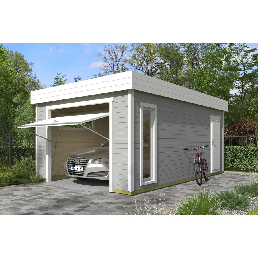 Blockgarage Lasita Maja Bahamas mit Schwingtor in Lichtgrau B: 360 cm, T: 540 cm - Bild 3