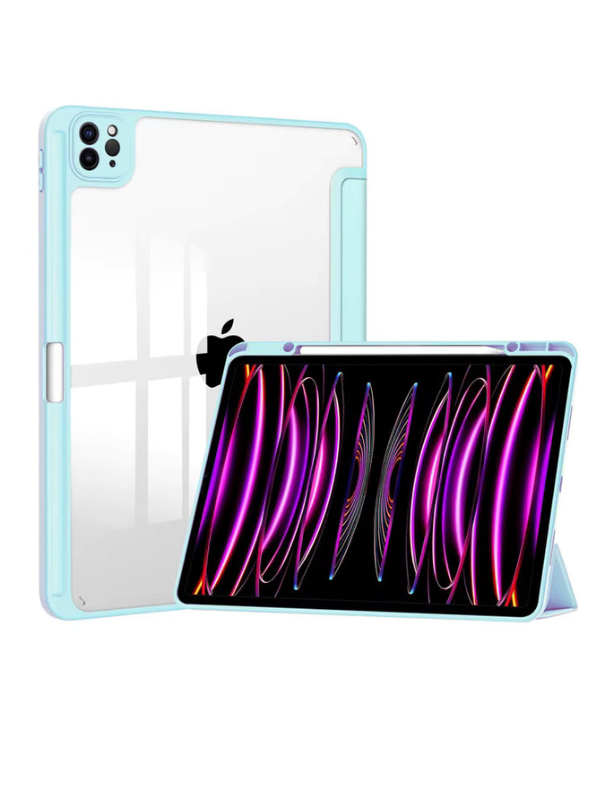 Transparente Schutzhülle für Apple iPad Pro 11 Zoll (1./2./3./4. Generation) mit Stifthalterabdeckung in Blau - Bild 4