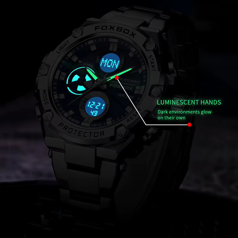 Lige Armbanduhr, Digitaluhr, Edelstahl, Herren, 5 ATM, Stoppuhr - Bild 4