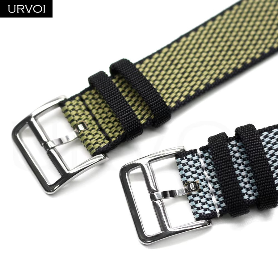 URVOI Uhrenarmband, Textil/NATO, kariertes Canvas, Schwarz, Unisex - Bild 3