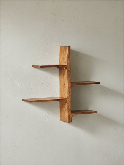 KADIMA DESIGN Wandregal aus Massivholz in Baumform, Modern Stil, Braun, B: 58 cm, H: 60 cm, T: 15 cm - Bild 1