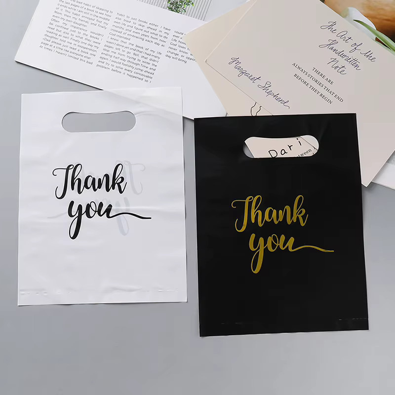 20 Stück Dankeschön-Geschenktüten aus Kunststoff von ZYF in Schwarz, Weiß und Rosa - Bild 4