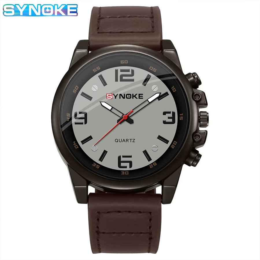 SYNOKE Armbanduhr, Quarz, Leder, Schwarz, Herren - Bild 4
