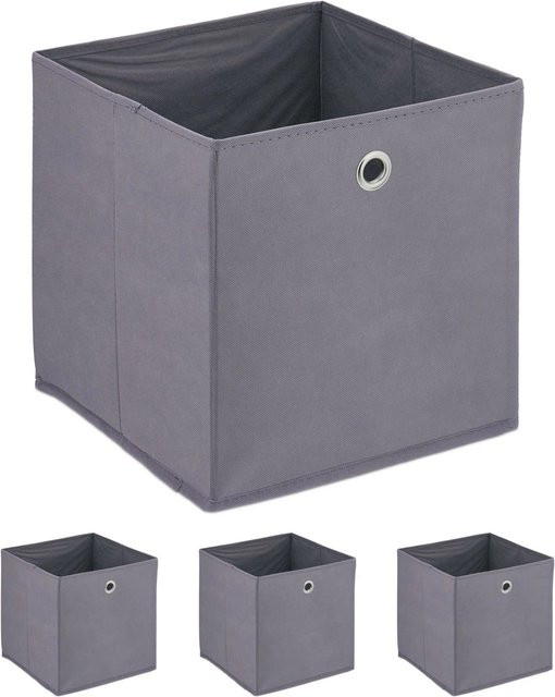 Relaxdays Aufbewahrungsboxen 4er Set aus Pappe und Vlies in Grau, faltbar, B/T/H: 30 x 30 x 30 cm pro Box - Bild 1