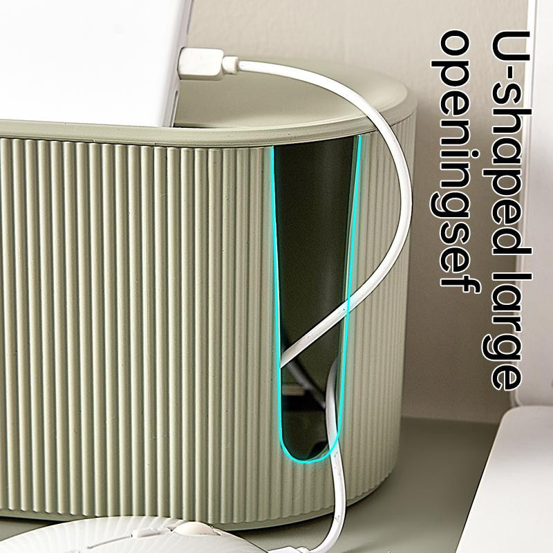 SEEQS Kabelorganizer Box zur Aufbewahrung von Steckern und Kabeln, braun, B/T/H: 13,5 x 12,5 x 13,5 cm - Bild 2