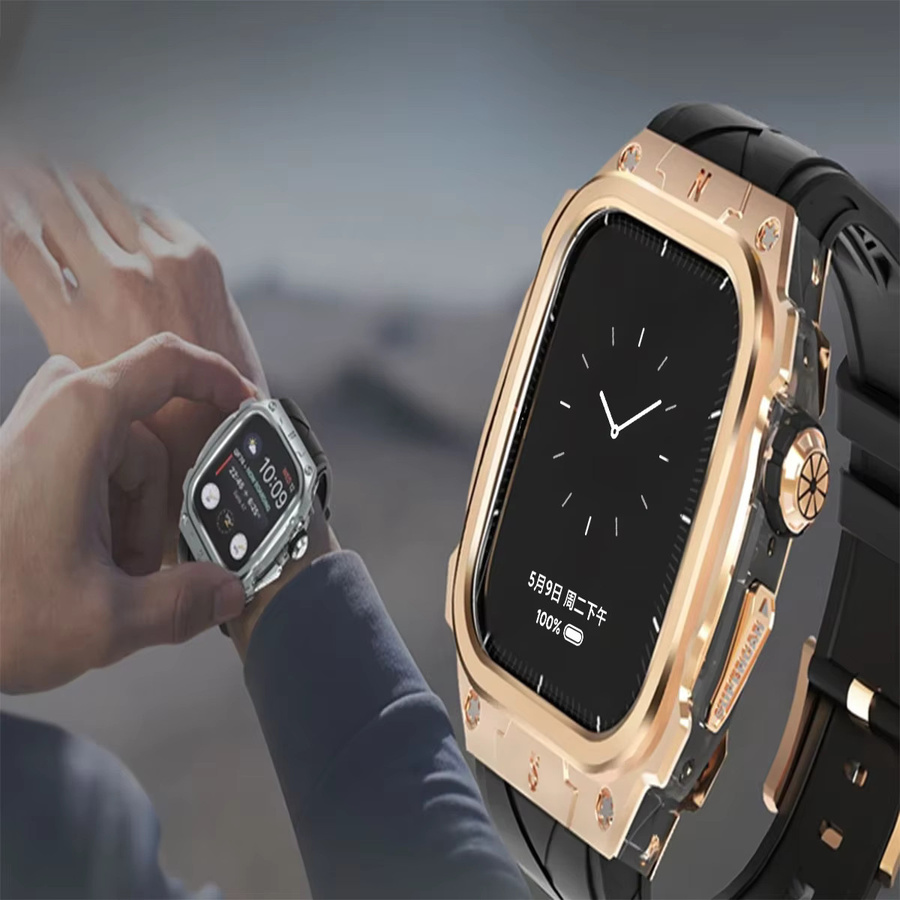 FancyWrist Uhrenarmband Silikon, Metallgehäuse, Herren, Apple Watch 11 10 46 mm - Bild 5