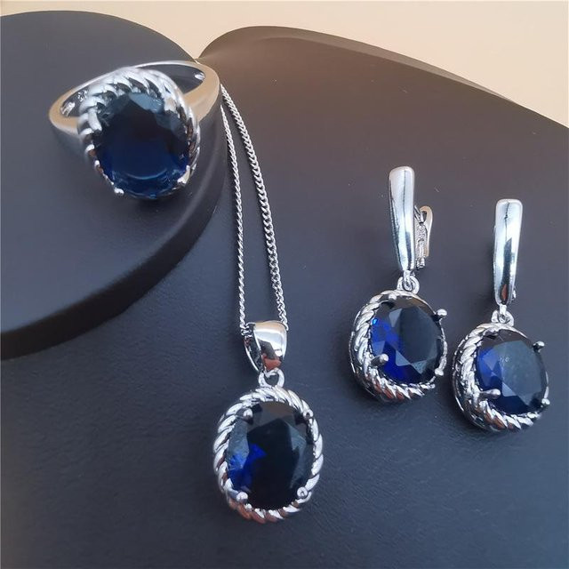 YIRAN Schmuckset Dreiteilig, Kupfer, Kristall, Schwarz, Unisex - Bild 1