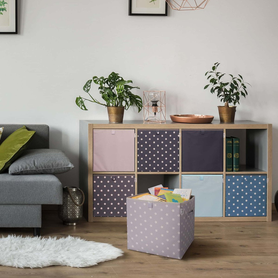 Lifeney Aufbewahrungsbox 2er Set mit Sternen in Hellgrau, B/T/H: 33 x 33 x 33 cm - Bild 2