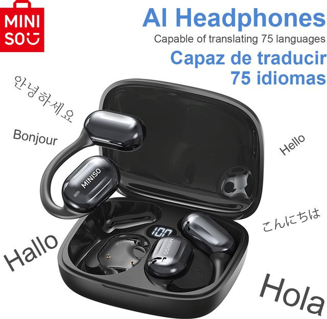 MINISO MS162 OWS Kabellose Bluetooth 5.4 Ohrhörer mit KI-Übersetzer für 134+ Sprachen in Schwarz - Bild 1