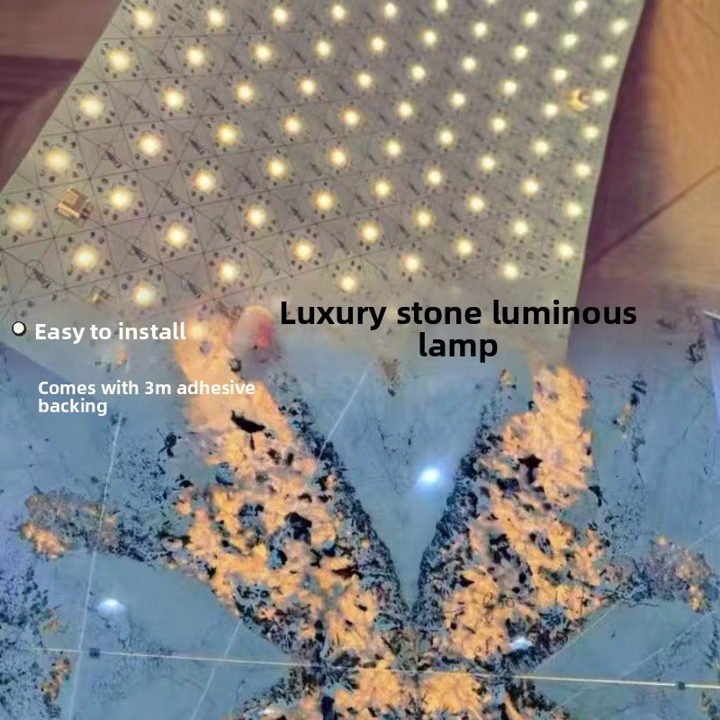 Flexible Leuchttafel in weißer Marmor-Optik für Wand und Insel als luxuriöse Stein-Hintergrundbeleuchtung mit warmweißem Licht - Bild 2
