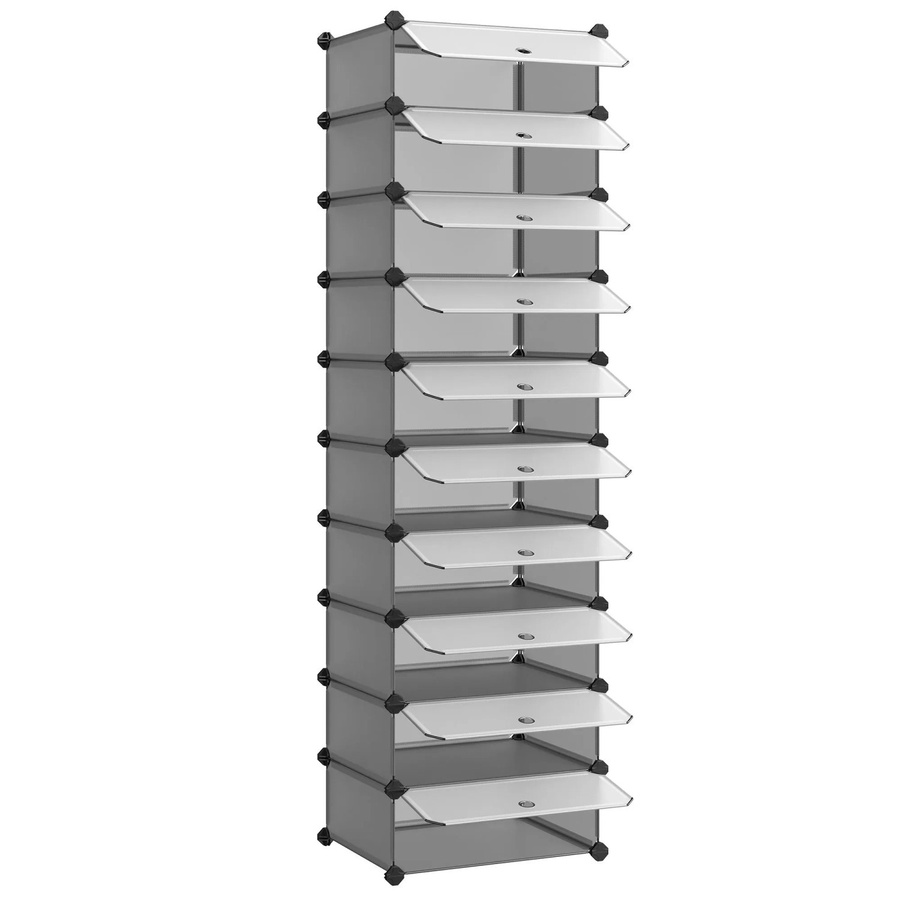Songmics Schuhschrank aus Kunststoff in Grau, H: 173 cm, B: 43 cm, T: 31 cm - Bild 2