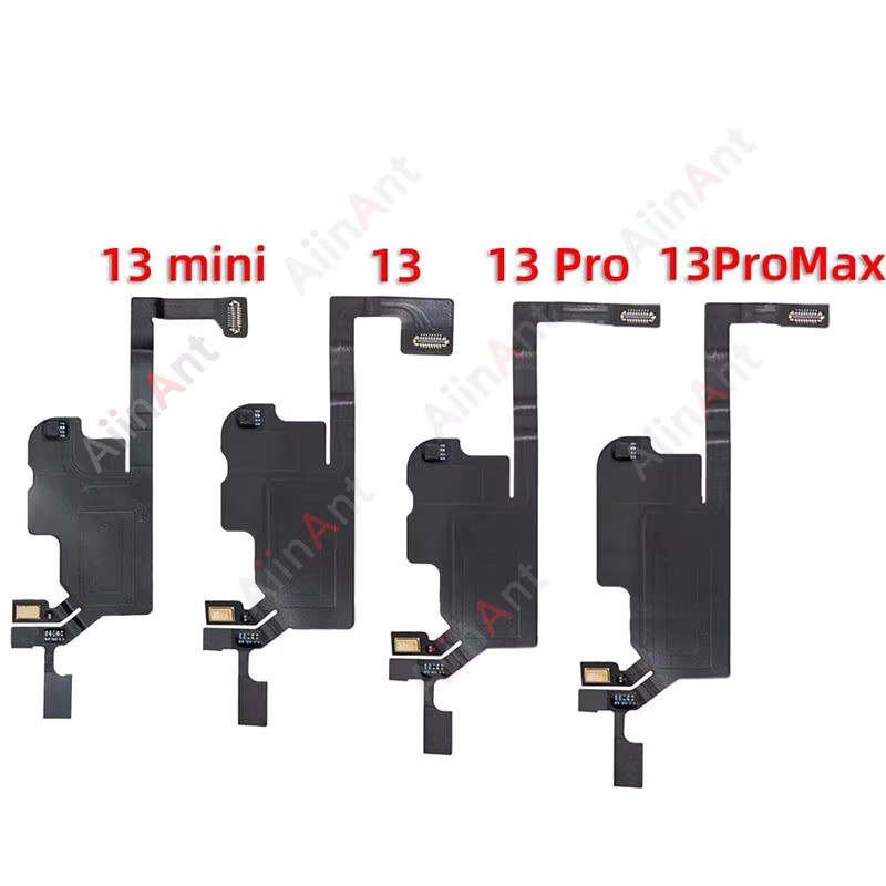 Apple Ersatzteil Flexkabel für iPhone 15 14 13 Pro Max Plus mit Näherungs- und Lichtsensor sowie Lautsprecher-Earpiece und Aufkleber in Schwarz - Bild 2