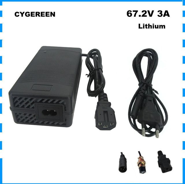 CYGEREEN Li-Ionen-Ladegerät 67,2V 3A für 60V 16S Lithium-Batterien, Schwarz, mit 3-Pin IEC Anschluss - Bild 1
