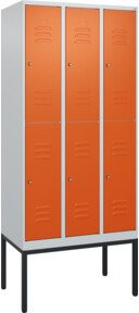 C+P Doppelstock-Spind Classic PLUS mit 3 Abteilen, Gestell, Zylinderschloss, Farbe Reinorange, H x B x T: 212 x 90 x 50 cm - Bild 1