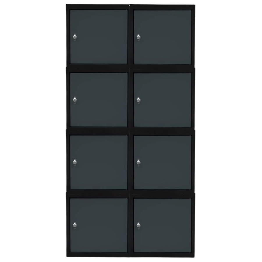 PROREGAL Blocky Schließfachwürfel Set mit 8 Einheiten und Drehriegelschloss für Vorhängeschlösser, Farbe: Anthrazit, B/T/H: 40 x 40 x 40 cm - Bild 2