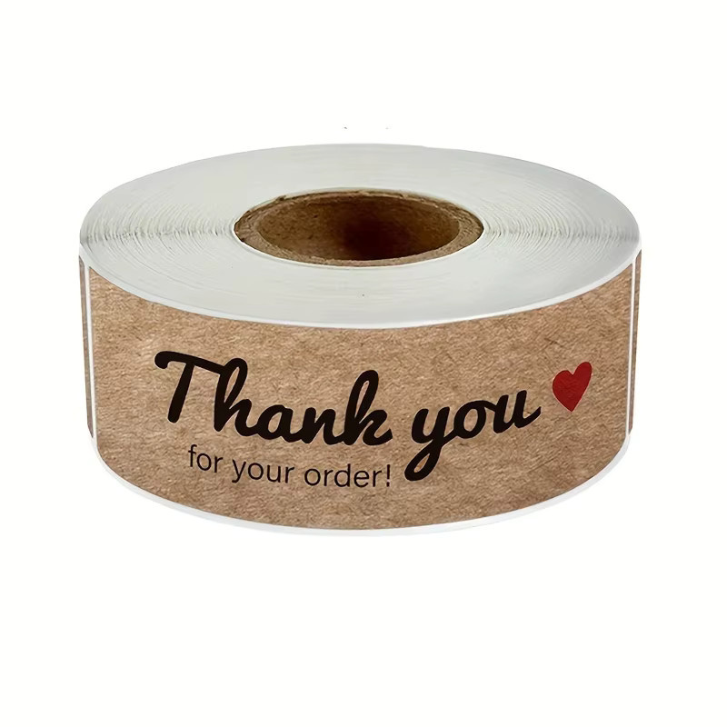 Rechteckige Danke für Ihre Bestellung Aufkleber aus braunem Kraftpapier für Bäckereien und Geschenke - Bild 2