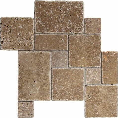 WOHNRAUSCH Mosaikmatte Travertin in Braun/Beige im Mini Römischen Verband, B/T/H: 35 x 35 x 1 cm - Bild 1