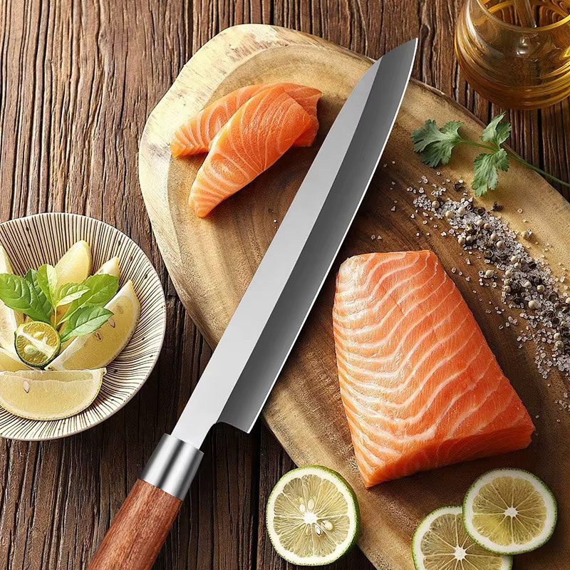 Baovim Sashimi-Messer mit einseitiger Klinge aus Edelstahl und Bubinga Holzgriff in Braun, Länge: 20,32 cm - Bild 2