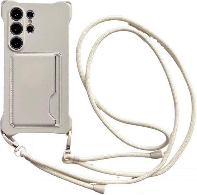 Stoßfeste Tragegurt Hülle für Samsung Galaxy A35 A55 A15 A14 A54 A34 A53 A56 5G mit Kartenfächer und Crossbody Lanyard in Transparent oder Weiß - Bild 1