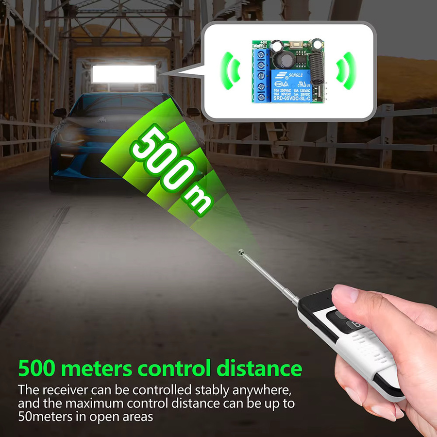 SLMPLEFUN RF 433 MHz Drahtlose Fernbedienung mit 500 m Reichweite, DC 5 V 12 V 24 V 30 V Relais Modul für elektromagnetische Schlösser, Lampen und LED - Bild 4