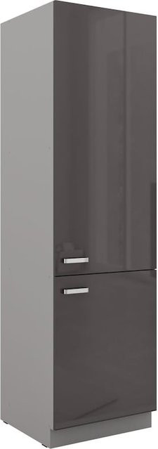 Küchen Hochschrank Grey Bianca in Grau Hochglanz mit fünf Regalböden, Breite: 60 cm - Bild 1