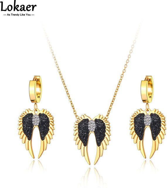 Lokaer Schmuck-Set, Edelstahl, Gold, Kristall, Damen - Bild 1