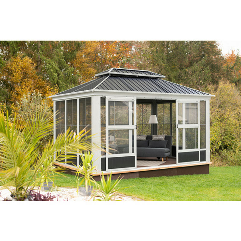 Sojag Pavillon Wintergarten Olan 1014 in Schwarz mit Schiebetüren und Soft-PVC-Folienfenstern, B/T/H: 436 x 311 x 291 cm - Bild 3