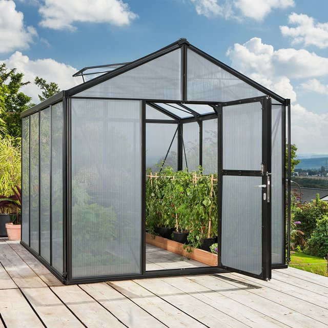 Vitavia Gewächshaus Zeus 8100 in Schwarz mit 8,1 m² Fläche und 10 mm HKP-Verglasung - Bild 1