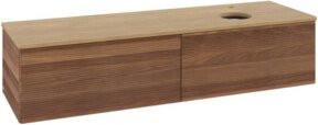V&B Waschtischunterschrank Antao mit Frontstruktur und LED-Beleuchtung, Farbe Eiche Honig, Wandmontage, Breite: 160 cm, Tiefe: 50 cm - Bild 1