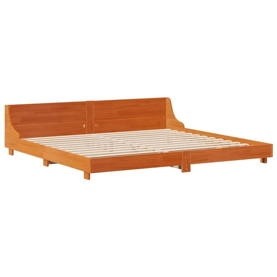 vidaXL Massivholzbett aus Kiefernholz in Wachsbraun, rustikales Bett ohne Matratze, B/T/H: 180 x 200 x 183,5 cm - Bild 2