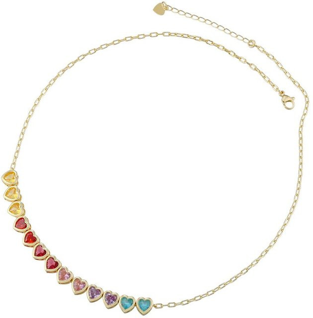 ZHUKOU Schmuckset, Herz, Regenbogen, Kupfer, Zirkonia, Damen - Bild 1