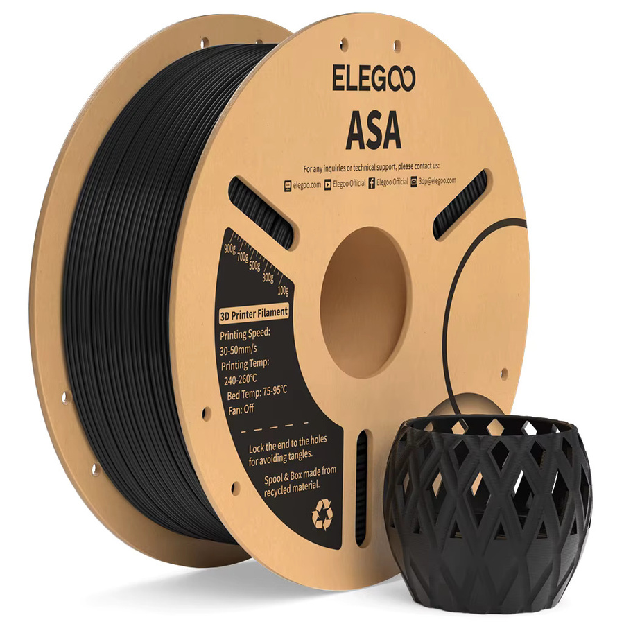 ELEGOO ASA-Filament 1,75 mm für FDM-3D-Drucker, UV- und wetterbeständig, 1 kg, Schwarz und Weiß - Bild 2