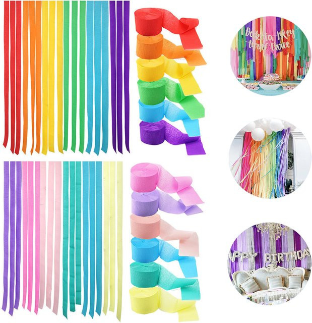 Buntes Regenbogen-Krepppapierband für Party und Hochzeit, Breite: 4,5 cm - Bild 1