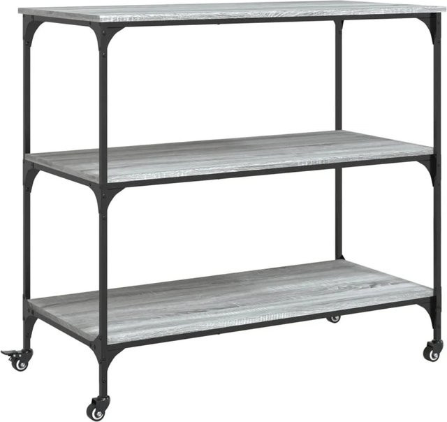 vidaXL Küchenwagen in Grau Sonoma aus Holzwerkstoff und Stahl, B/T/H: 102 x 50 x 95 cm - Bild 1